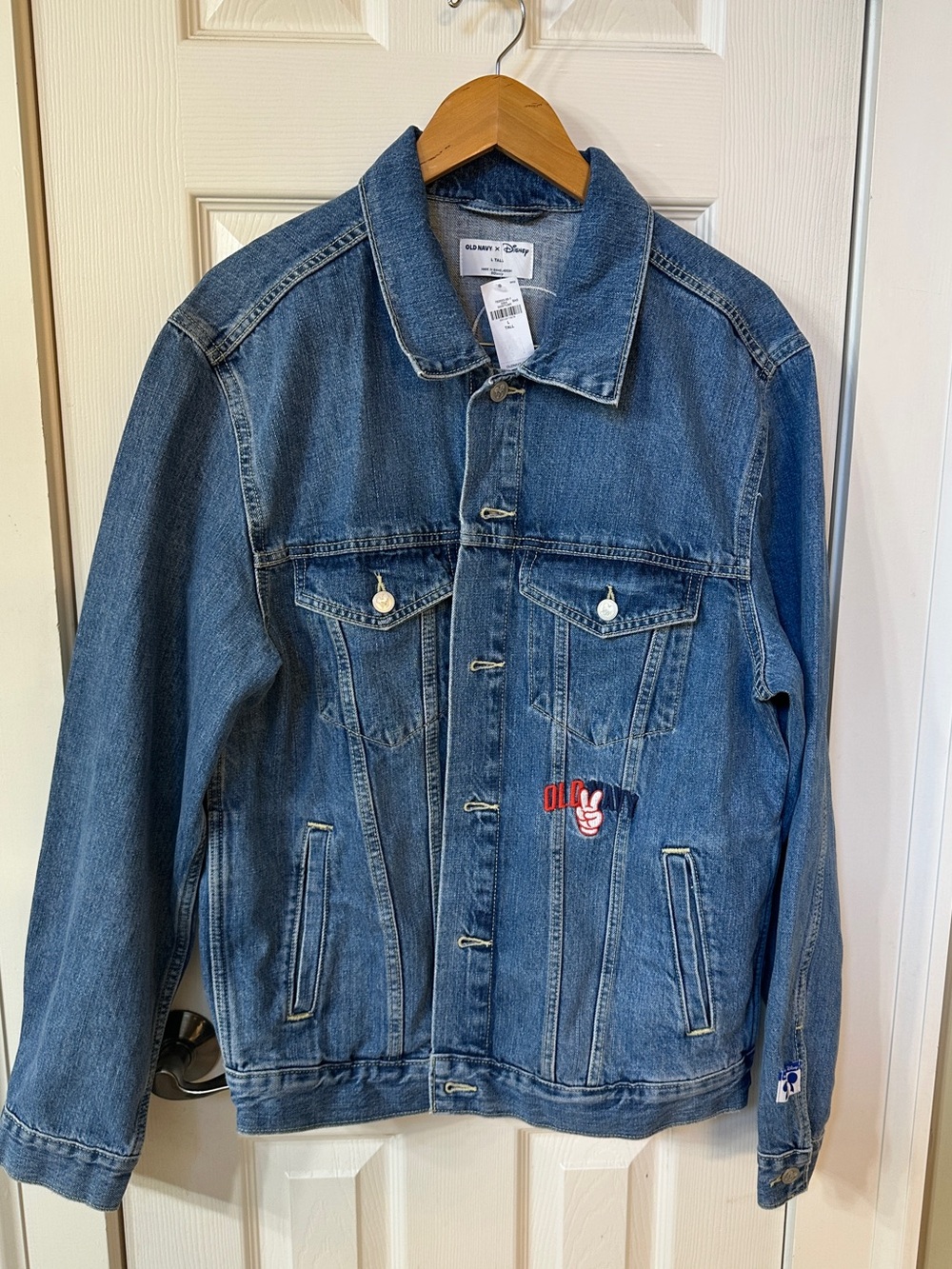 Old Navy Mickey Mouse Denim Blue Jean Jacket Large Tall NWT